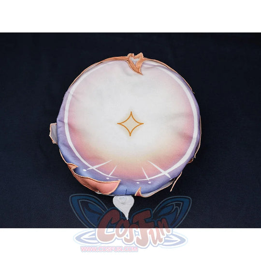 Nicole cosplay round fabric vision badge with pink-purple gradient and gold four-pointed star emblem, included costume accessory.