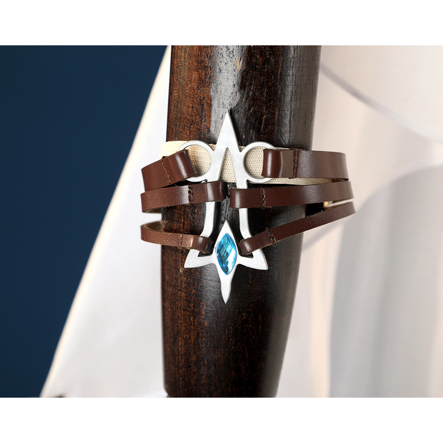 Nu: Carnival Edmond Cosplay Costume, brown arm ornament with sliver decoration and blue gems.