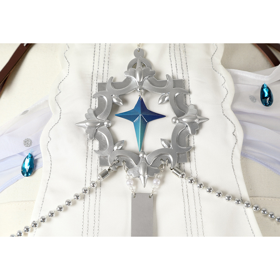 Nu: Carnival Edmond Cosplay Costume, sliver metallic breast ornament and a pendant.