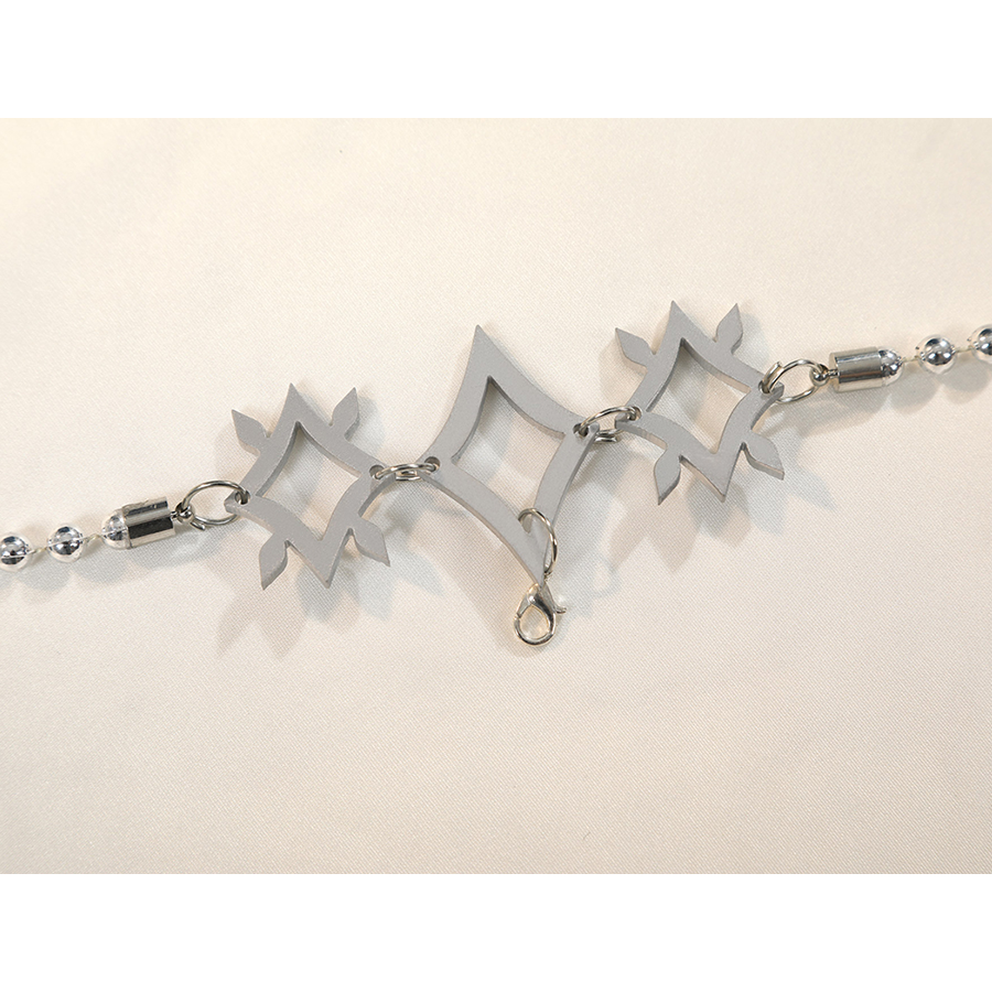 Nu: Carnival Edmond Cosplay Costume, sliver metallic breast ornament and a pendant.