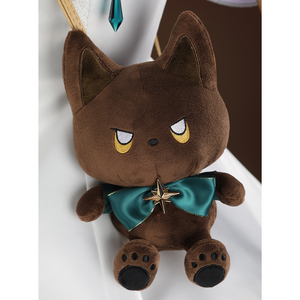 Nu: Carnival Garu Cosplay Costume, white , blue and yellow outfit with a brown doll bag on the left side.