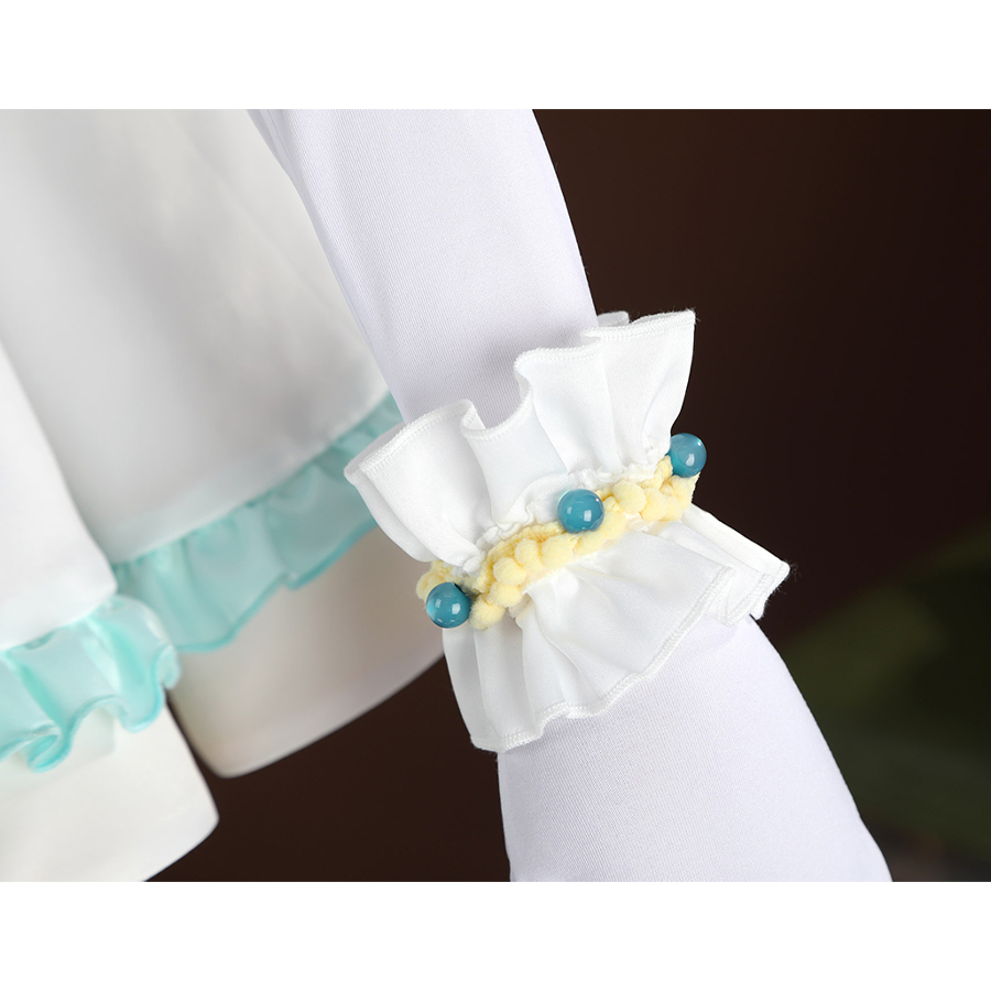 Nu: Carnival Garu Cosplay Costume, white hand accessories with yellow and blue accents.