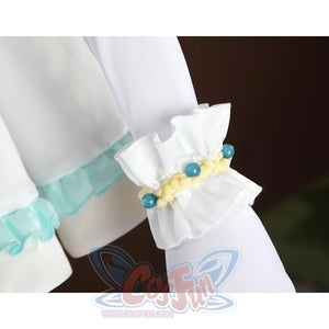 Nu: Carnival Garu Cosplay Costume, white hand accessories with yellow and blue accents.