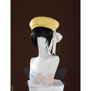 Nu: Carnival Garu Cosplay Costume, light yellow beret with a bow on the side.