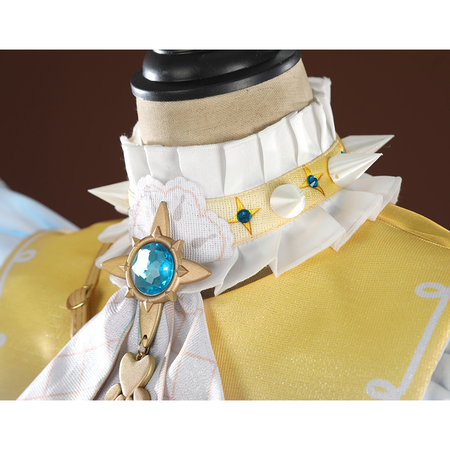 Nu: Carnival Garu Cosplay Costume, the neck ornament is white and decorated with wolf fang patterns.
