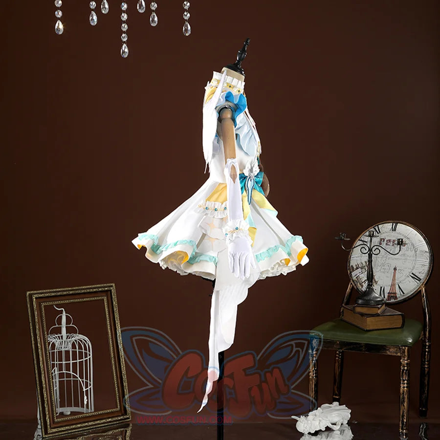 Nu: Carnival Garu Cosplay Costume, side view showing the fluffy skirt and a decoration ribbon.