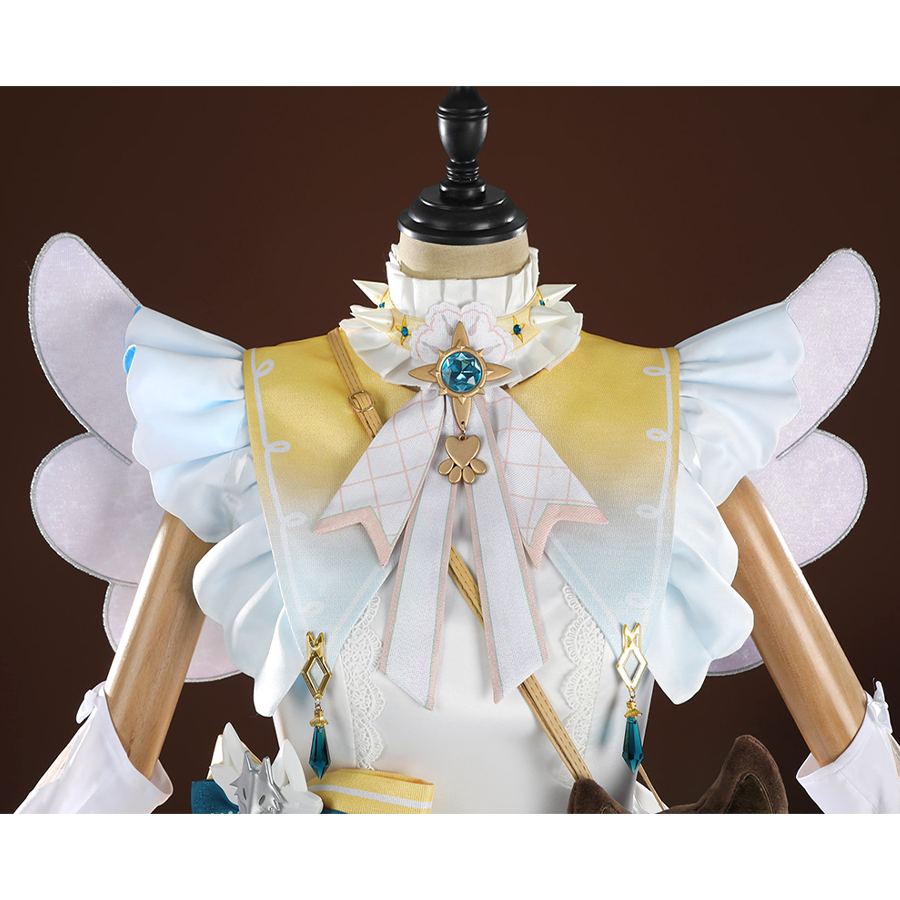 Nu: Carnival Garu Cosplay Costume, the collar is decorated with a bow, and the sleeves are flutter sleeves.