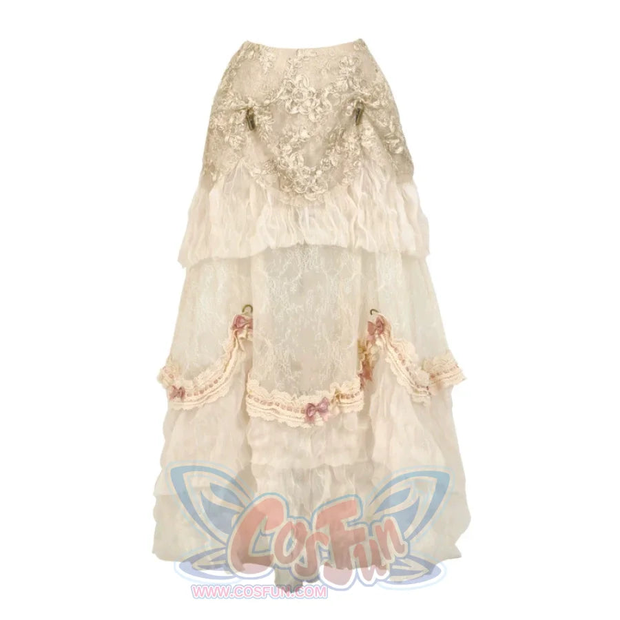Rococo Duchess Summer Basil French Vintage Long Train Skirt - cosfun