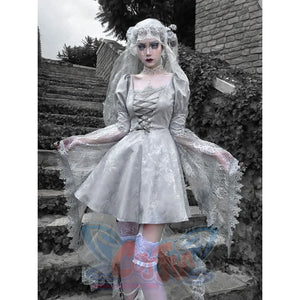 White Gothic Halloween Lace Court Classic Dress S20818