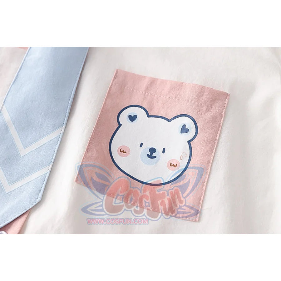 Soft Girl Cute Color Matching Long Sleeve Shirt