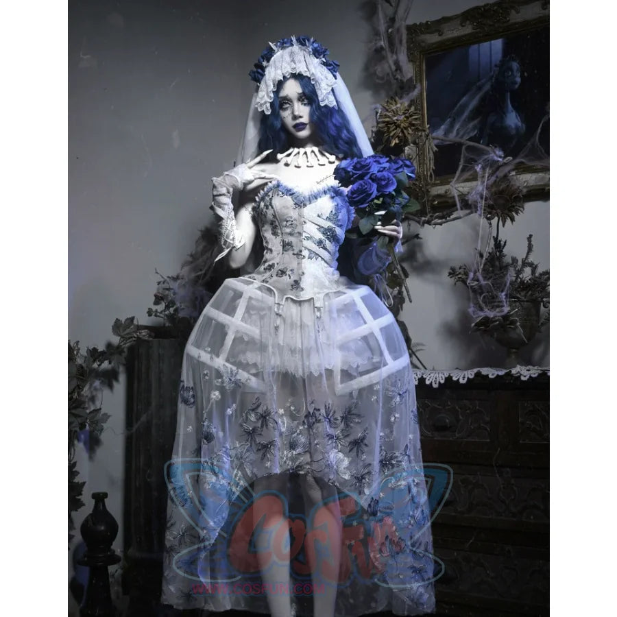 Lace and Ashes Gothic Ribcage Lace Bone Corset Dress Set Autumn - cosfun