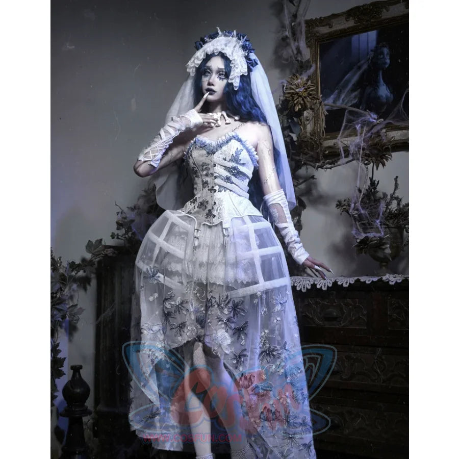 Lace and Ashes Gothic Ribcage Lace Bone Corset Dress Set Autumn - cosfun