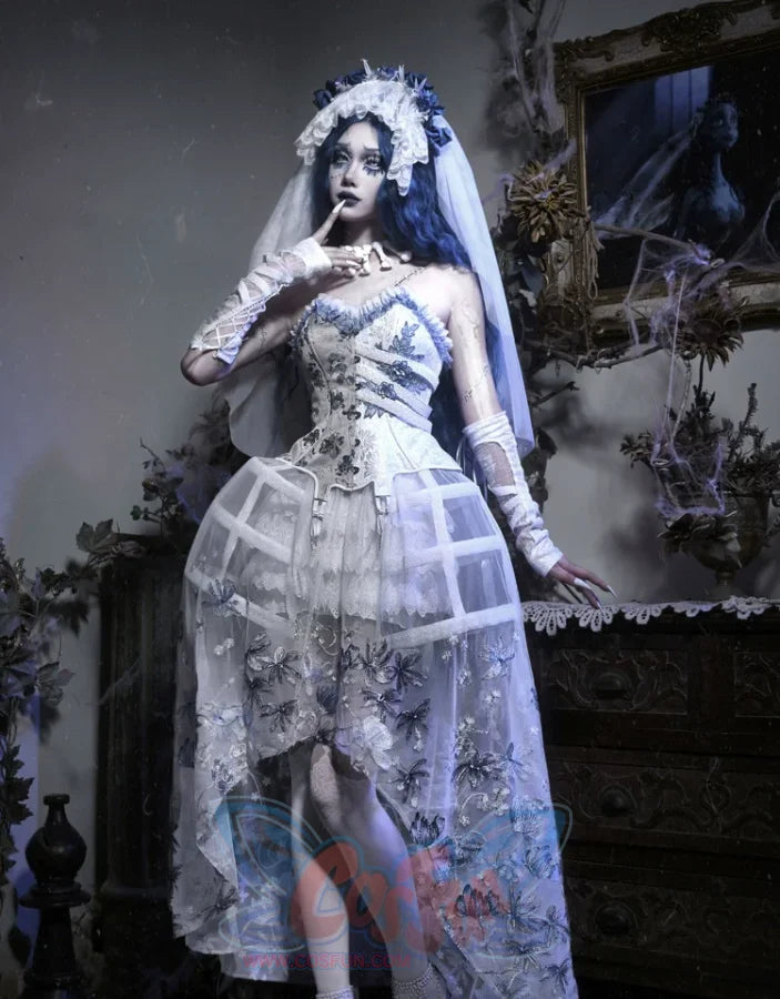 Lace and Ashes Gothic Ribcage Lace Bone Corset Dress