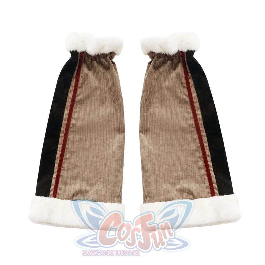 Khaki Striped Velvet Patchwork Slim Skirt Pants Sweater Suit S22429 Leg Warmer / S