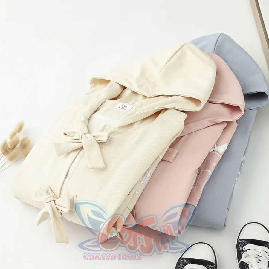 Soft Girl Sweet Bowknot Hooded Short Coat