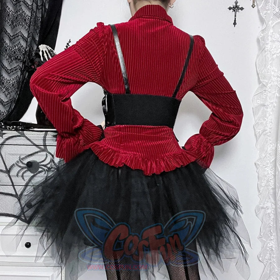 Halloween Gothic Lolita Red And Black Vintage Set