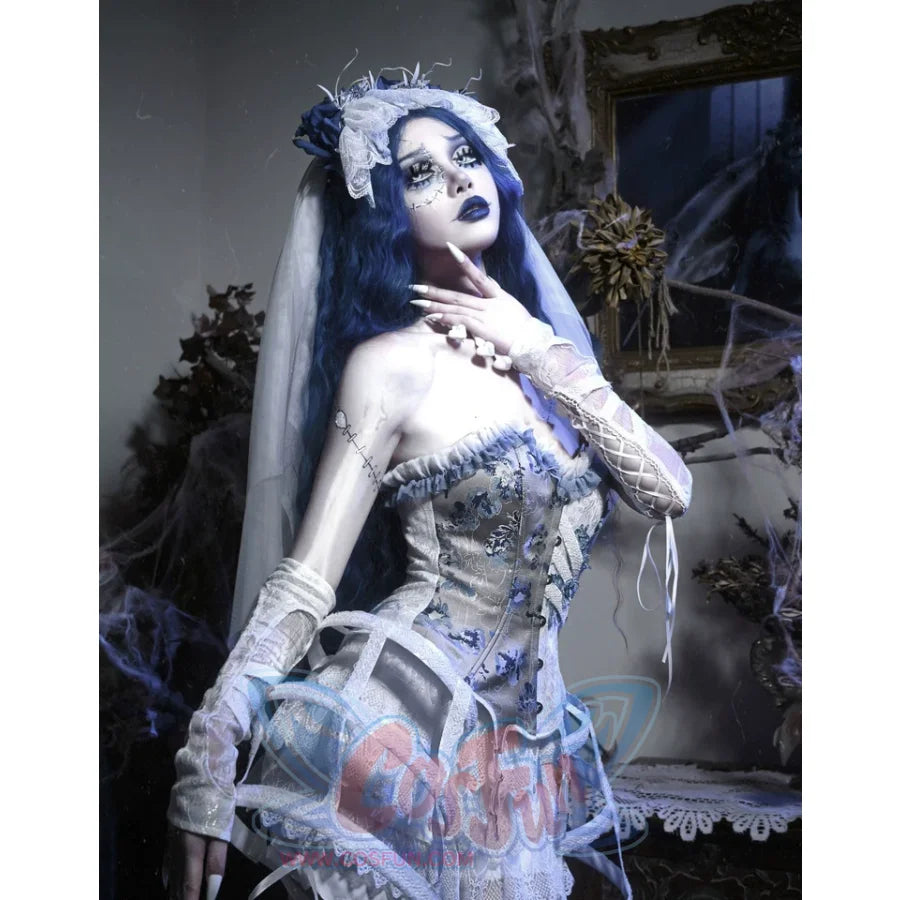 Lace and Ashes Gothic Ribcage Lace Bone Corset Dress Set Autumn - cosfun