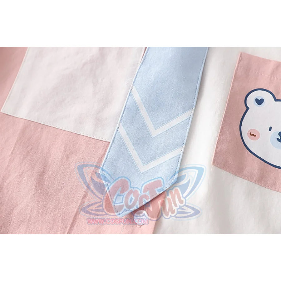 Soft Girl Cute Color Matching Long Sleeve Shirt