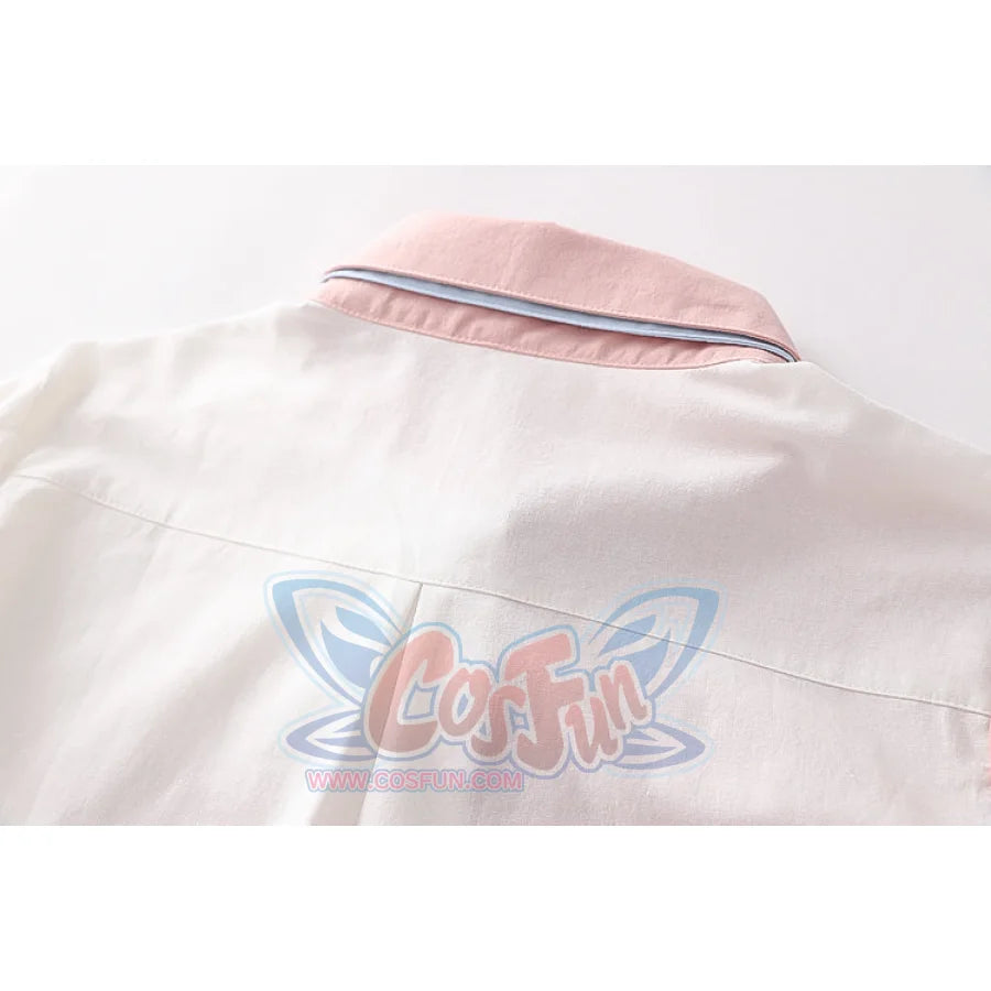 Soft Girl Cute Color Matching Long Sleeve Shirt