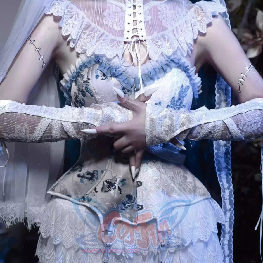 Lace and Ashes Gothic Ribcage Lace Bone Corset Dress Set Autumn