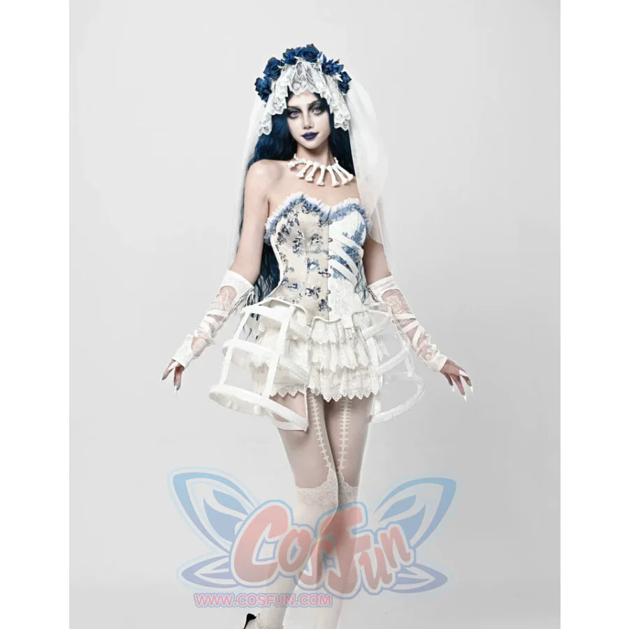 Lace and Ashes Gothic Ribcage Lace Bone Corset Dress Set Autumn - cosfun
