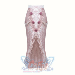 Summer Gothic Lace Rose Fishtail Skirt S