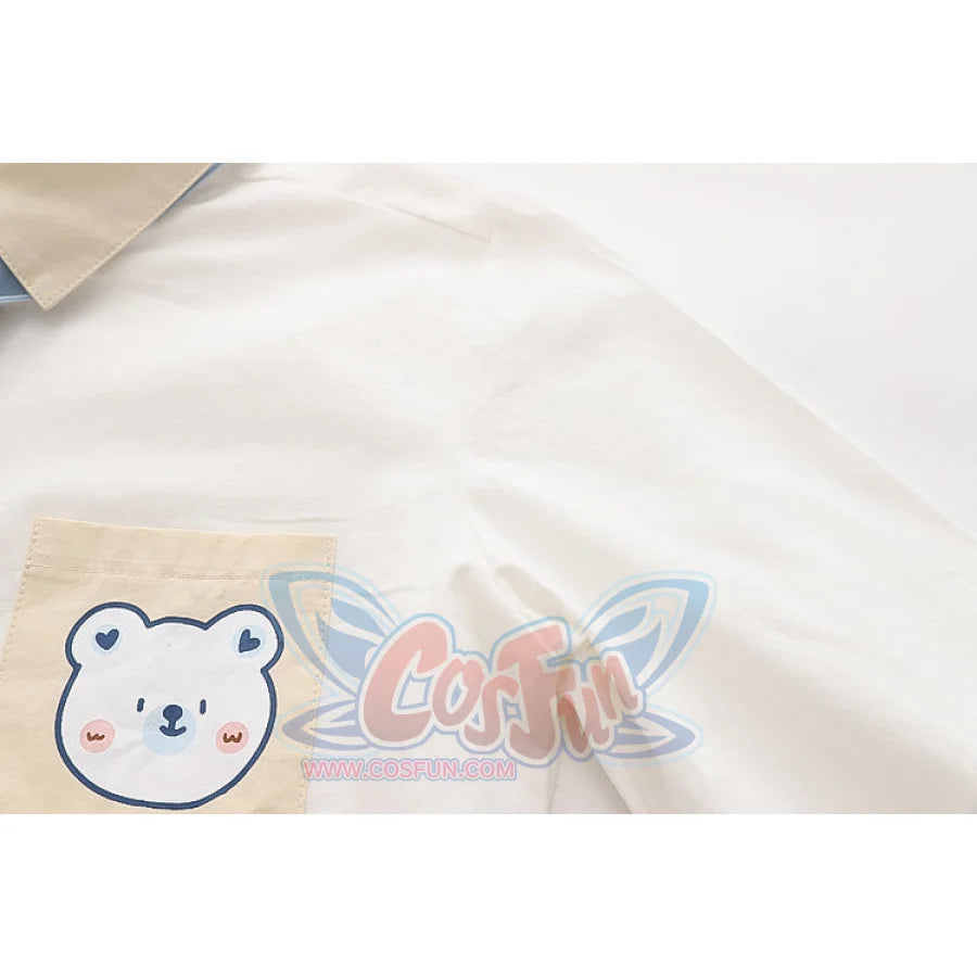 Soft Girl Cute Color Matching Long Sleeve Shirt