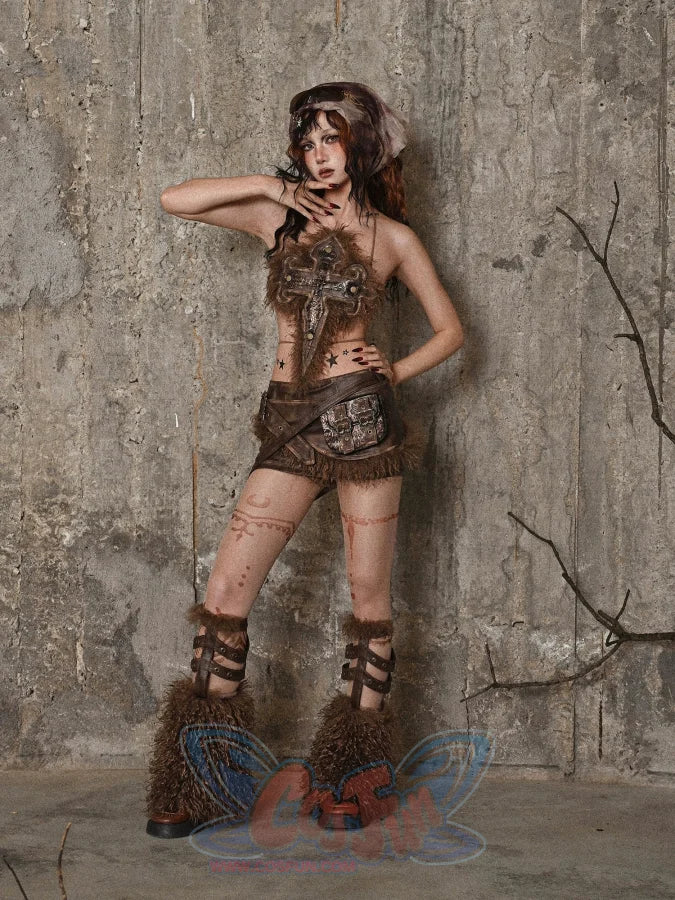 Wool Aged Hanging Neck Camisole Top Vest - cosfun