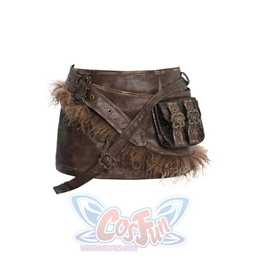 Old Style Waist Bag Pu Skirt Belt Three-Piece Set S