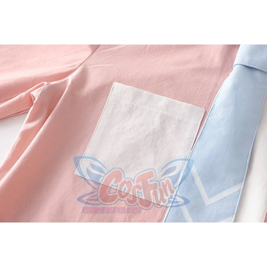 Soft Girl Cute Color Matching Long Sleeve Shirt