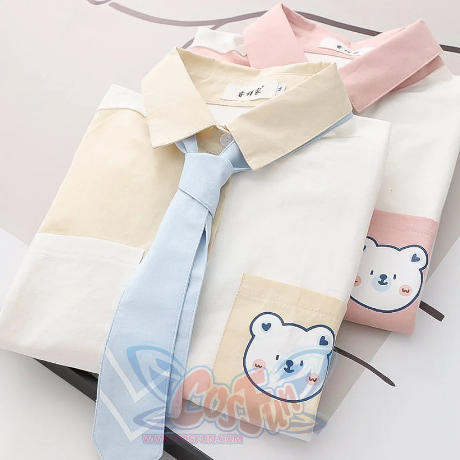 Soft Girl Cute Color Matching Long Sleeve Shirt