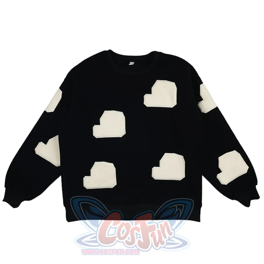 Baby Collar Fleece Black Hoodie - cosfun