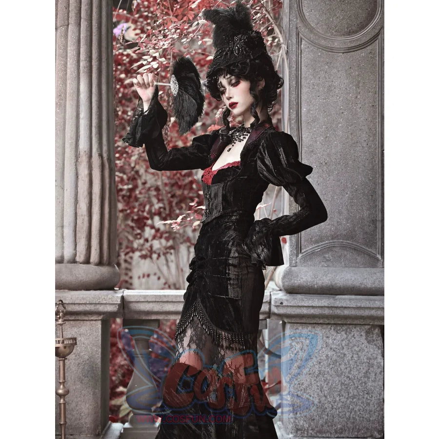 Gothic Velvet Court Halloween Top - cosfun
