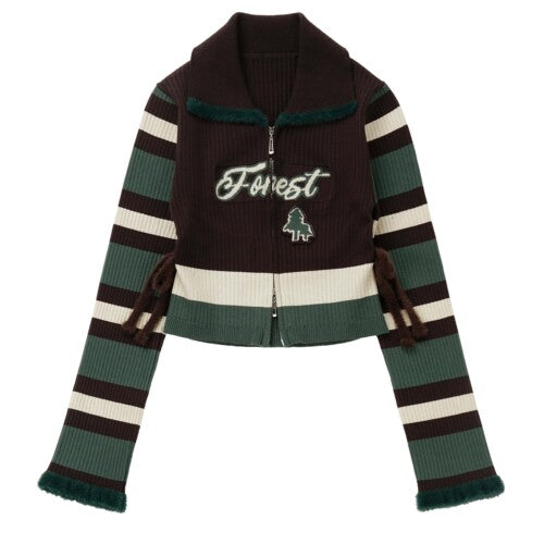 Green and Brown Vintage Knit Top Design Set