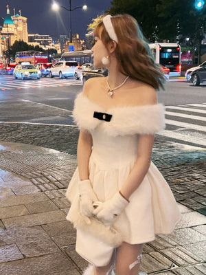 White One-Shoulder Noble Lady Dress