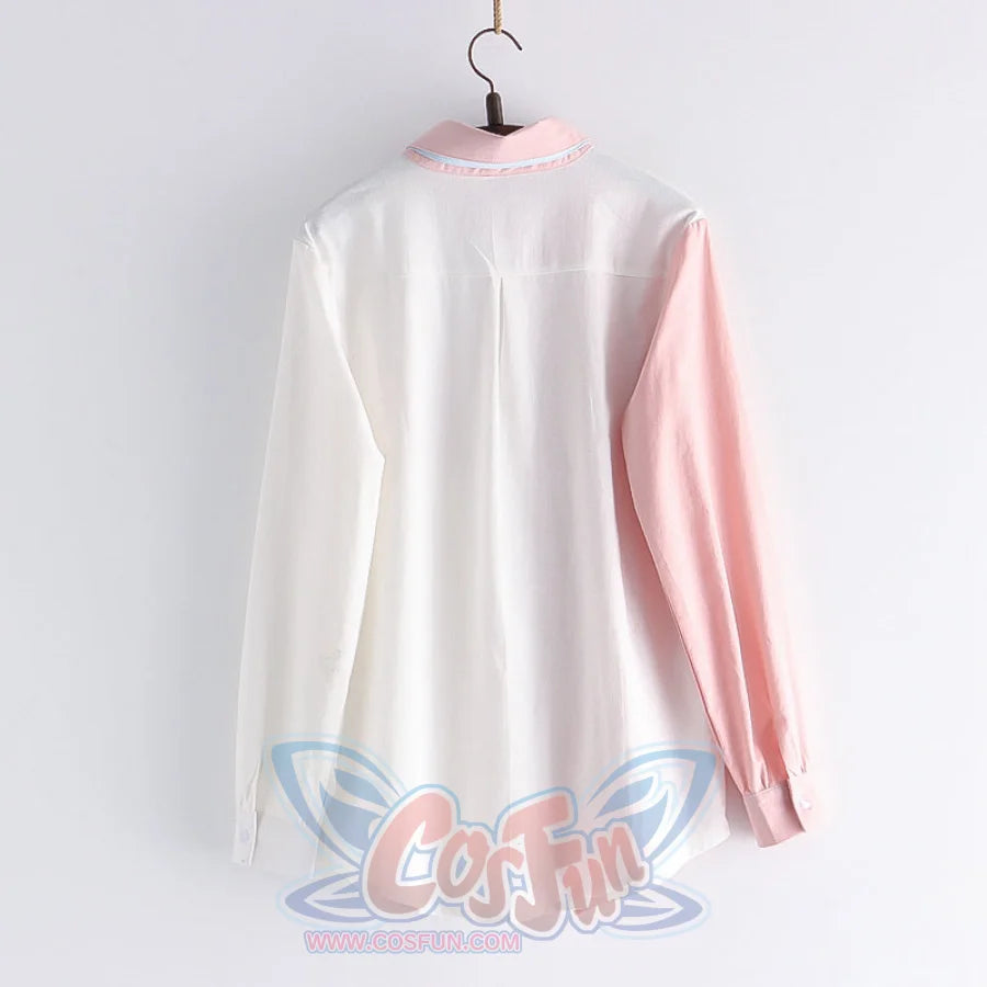 Soft Girl Cute Color Matching Long Sleeve Shirt