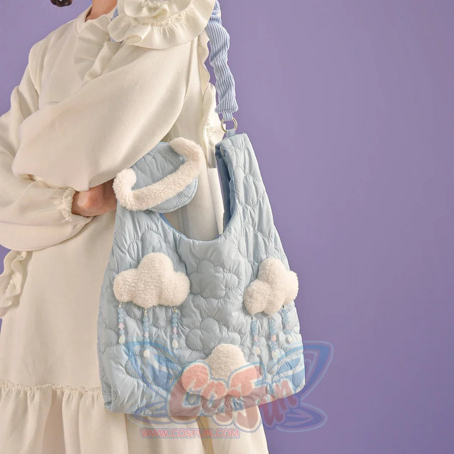 Blue Cloud Plush Large-Capacity Handbag S22426 - cosfun