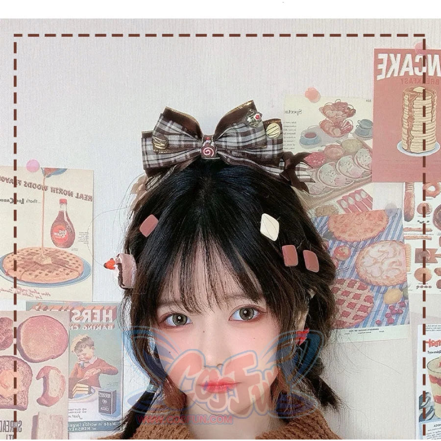 Sweet Lolita Big Bowknot Hairpin Chocolate