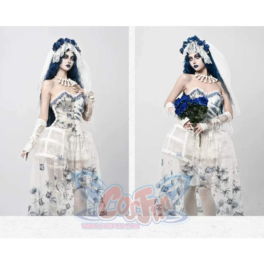 Lace and Ashes Gothic Ribcage Lace Bone Corset Dress Set Autumn - cosfun