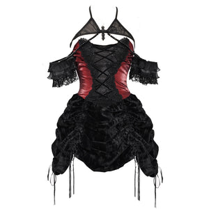 Gothic Velvet Slim Strap Drawstring Halloween Dress