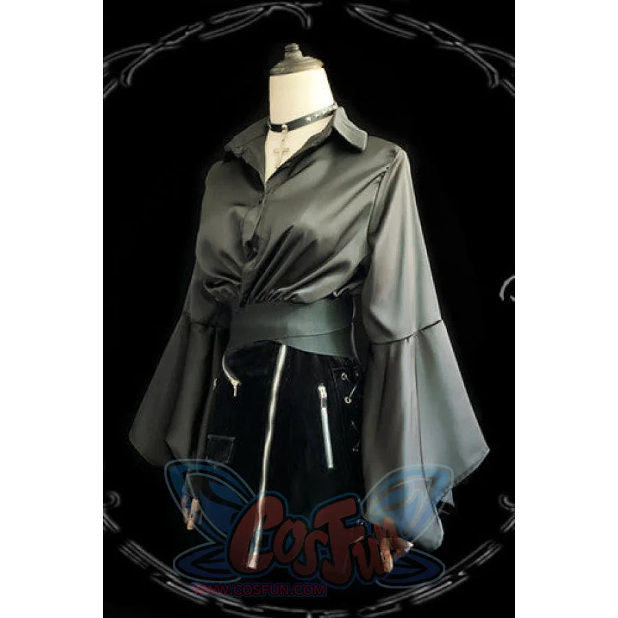 Black Autumn Girl Midriff Crop Top Flare Sleeves Niche Design Restore Shirt S20057 - cosfun