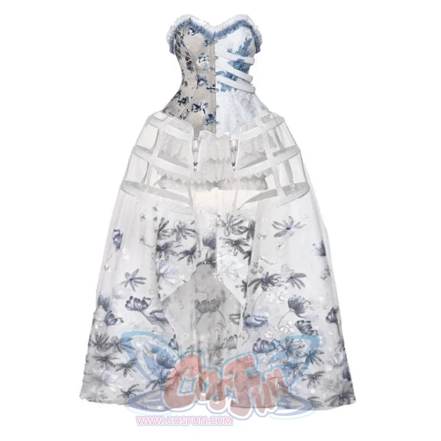 Lace and Ashes Gothic Ribcage Lace Bone Corset Dress Set Autumn - cosfun