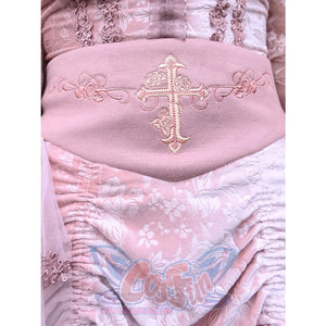 Summer Gothic Velvet Embroidery Big Hem Court Skirt