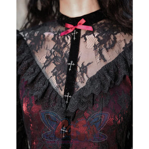 Gothic Halloween Velvet Bubble Sleeve Dress