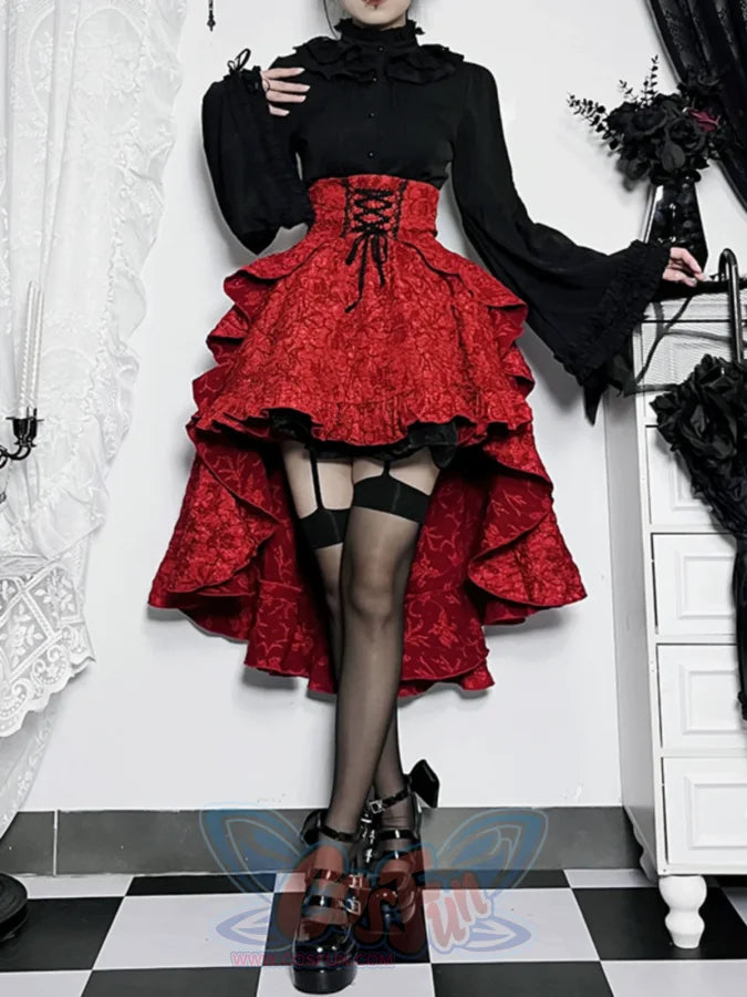 Halloween Gothic Lolita Red And Black Vintage Set