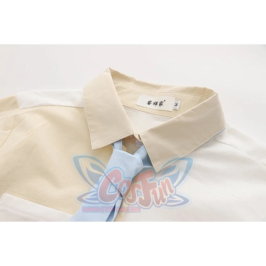 Soft Girl Cute Color Matching Long Sleeve Shirt