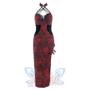 Gothic Jacquard Slit Modified Cheongsam Dress S