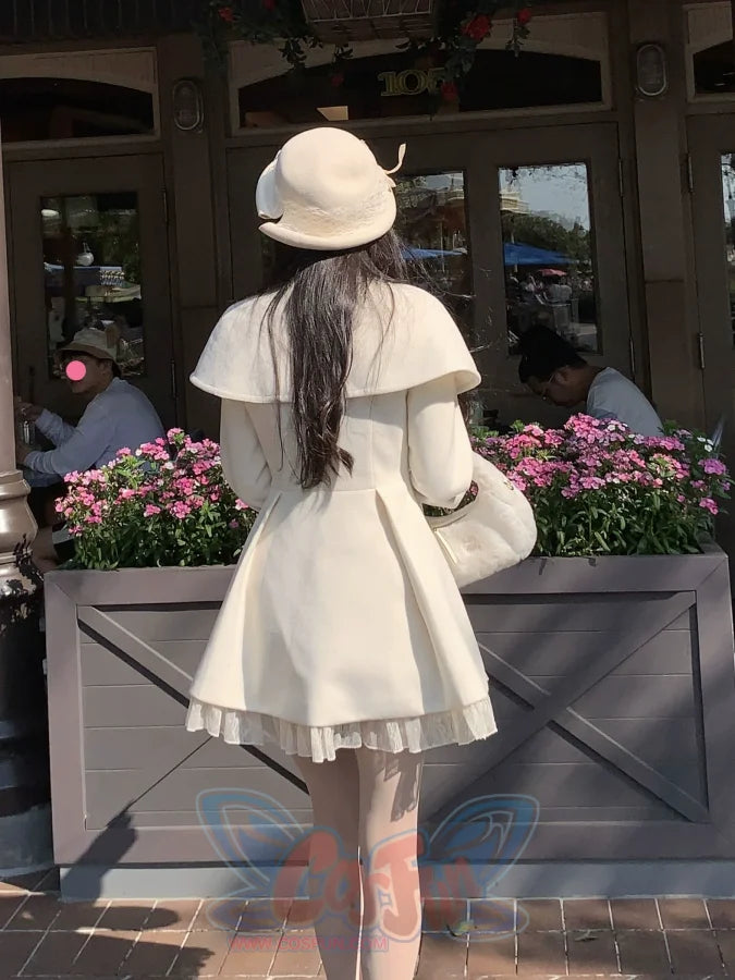 Cute Gentle Girl Fall and Winter Cape Dress, Beige Cape Dress / S Cute Gentle Girl Fall and Winter Cape Dress, Beige Cape Dress / S
