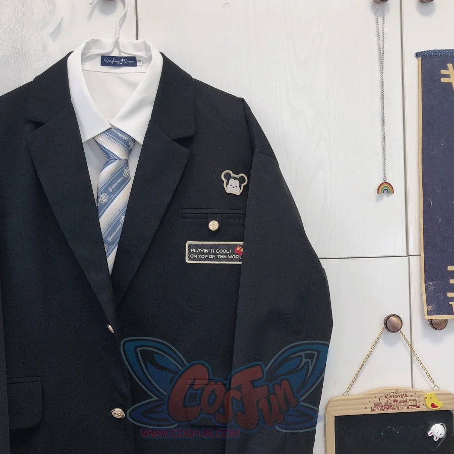 Japanese JKDK Couple Casual Embroidery Suit Coat Black / M