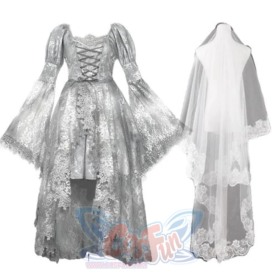 White Gothic Halloween Lace Court Classic Dress S20818 / S